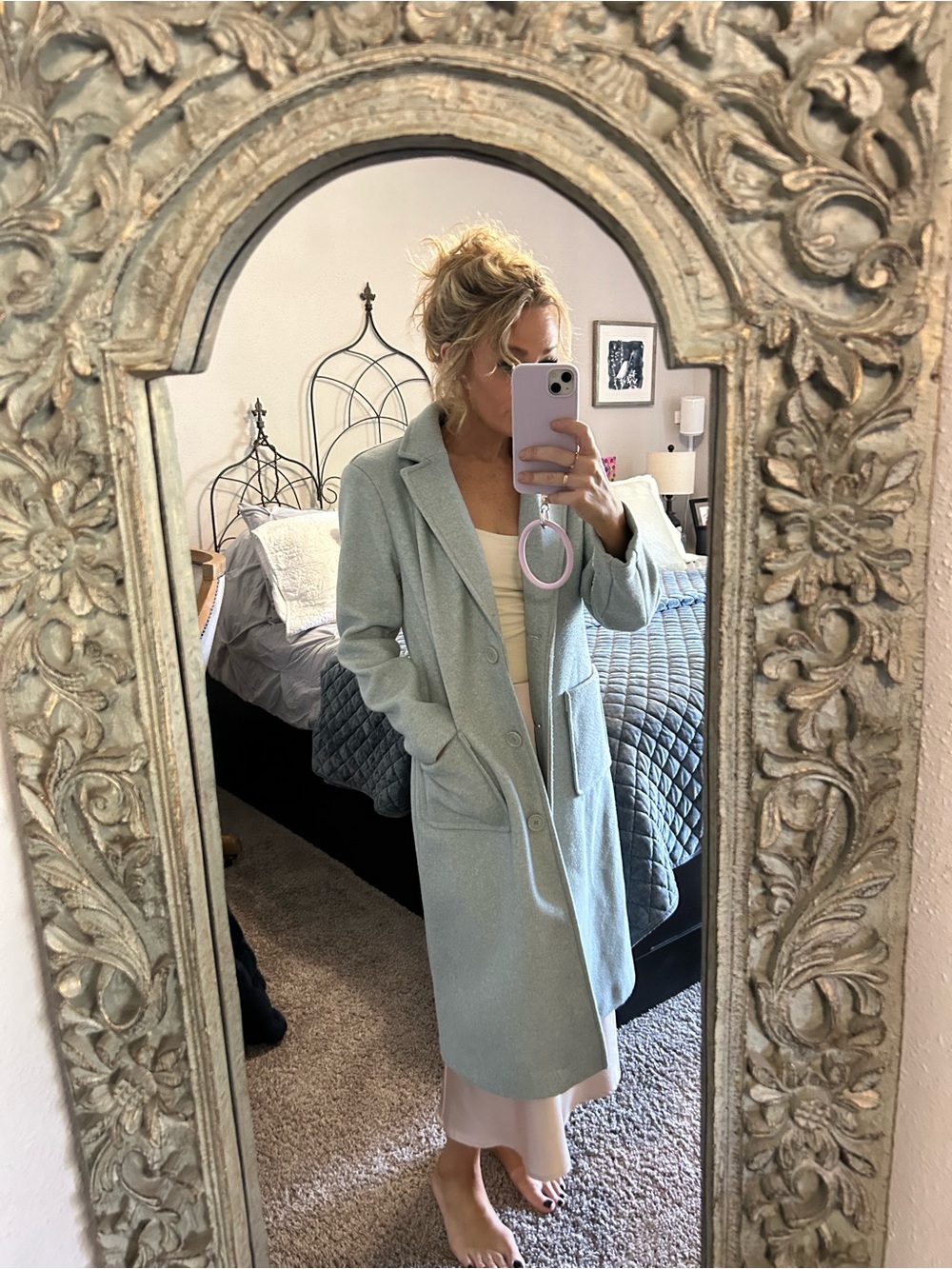 Simply Vera, by Vera Wang Light Blue Long Coat